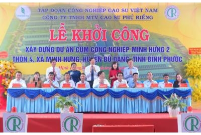 Sáng 3-11, tại thôn 4, xã Minh Hưng, huyện Bù Đăng, tỉnh Bình Phước, Công ty TNHH MTV cao su Phú Riềng tổ chức lễ khởi công xây dựng dự án Cụm công nghiệp Minh Hưng 2.